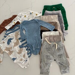 Carters & H&M 3mo long sleeve onesies & 9 pants. Like New Clean non-smoking home